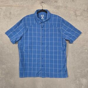 Mountain Hardware shirt Mens Large S/S Button Up Blue striped lighweight
